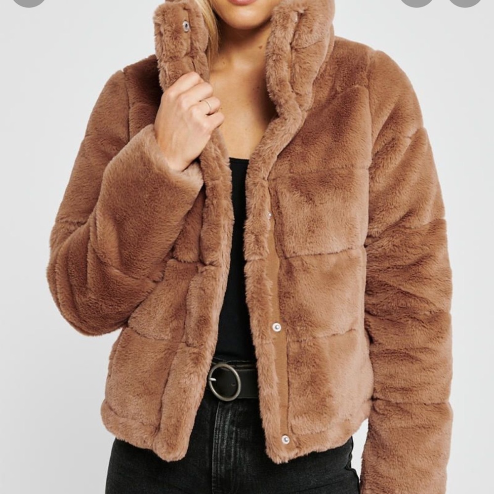 A&F Faux Fur Mini Puffer